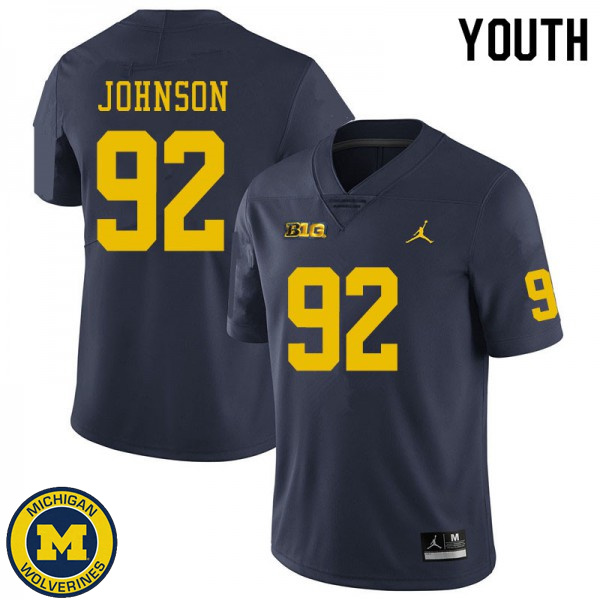 Youth University of Michigan #92 Ron Johnson Navy Fashion Football Jersey